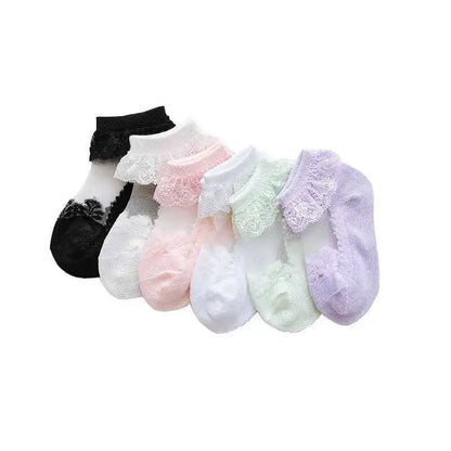 Cute Lace Flower Mesh Summer Newborn Baby Socks Cotton Baby Girl Socks See Through Anti Slip Socks Calcetines Skarpetki Sokke